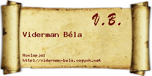 Viderman Béla névjegykártya